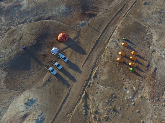Aerial view of the UK camp taken by the UK Space Agency's unmanned aerial vehicle.