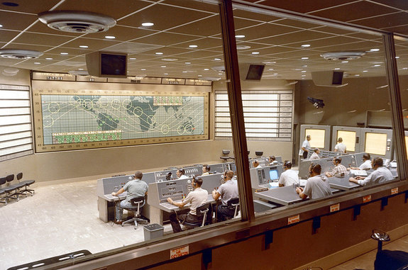 NASA’s original mission control, the Mercury Control Center, as it looked when staffed and operational in 1963.