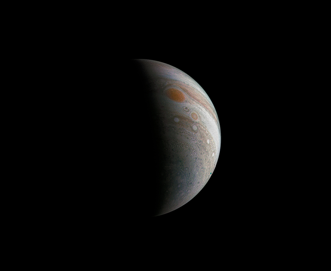 Crescent Jupiter Is Covered in Storms in Gorgeous New Photo