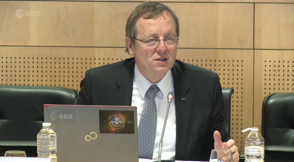 ESA Director-General Jan Woerner during the European Space Agency's Jan. 18 annual press briefing.