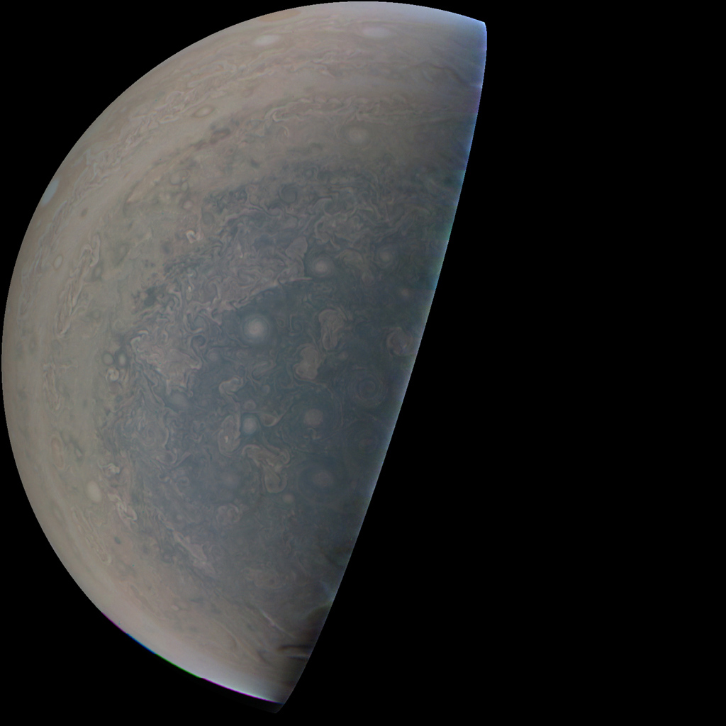 Jupiter's 'Antarctica' Swirls in New Flyby Photo