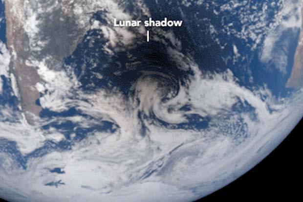 Moon's Shadow Cast On Earth - Seen From Space | Video