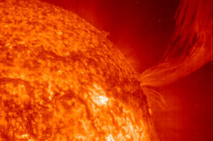 The Sun’s atmosphere can fling out streams of high-energy particles called solar flares. The charged particles can disrupt communication & satellite technology. Solar flares can release untold amounts of energy.