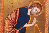 Science, and particularly geometry and astronomy/astrology, was linked directly to the divine for most medieval scholars. The compass in this 13th century manuscript is a symbol of God's act of creation. 