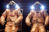 Mars500 crewmembers testing their spacesuits out before a simulated journey to the Martian surface.