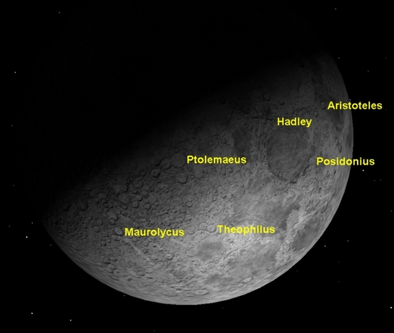 The waxing crescent moon shows sunrise over many craters. The waxing crescent moon shows sunrise over many craters.