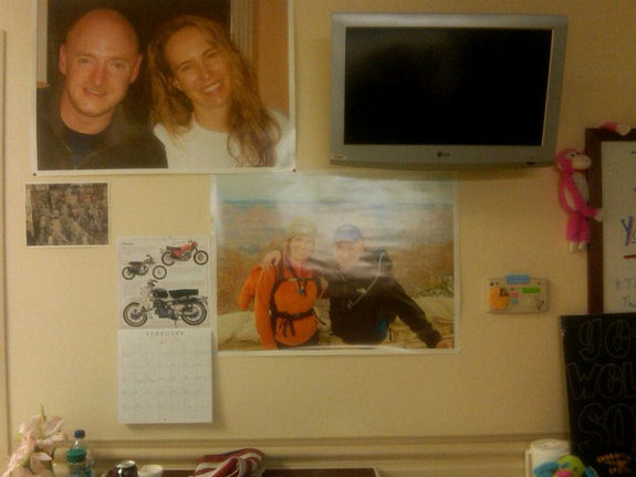 Photos of loved ones and other inspiration adorn Congresswoman Giffords